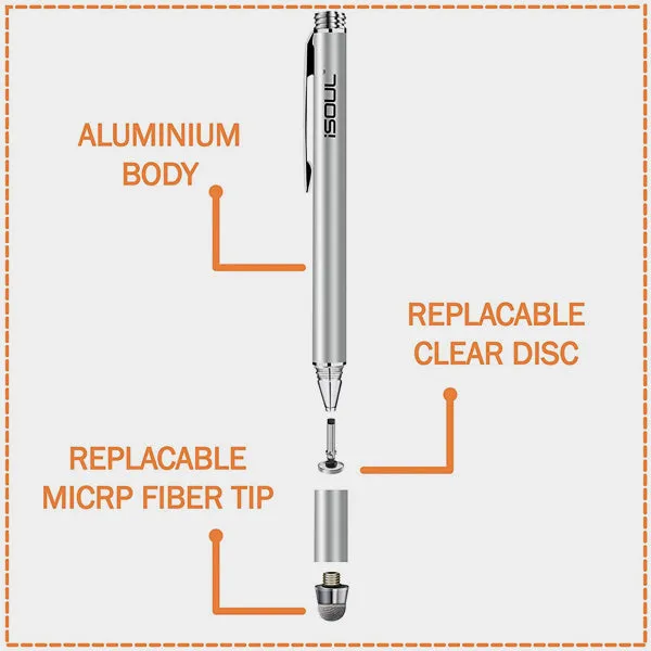 Stylus Pens for Touch Screens iSOUL 2-in-1 [Disc & Microfibre Tips] Styli