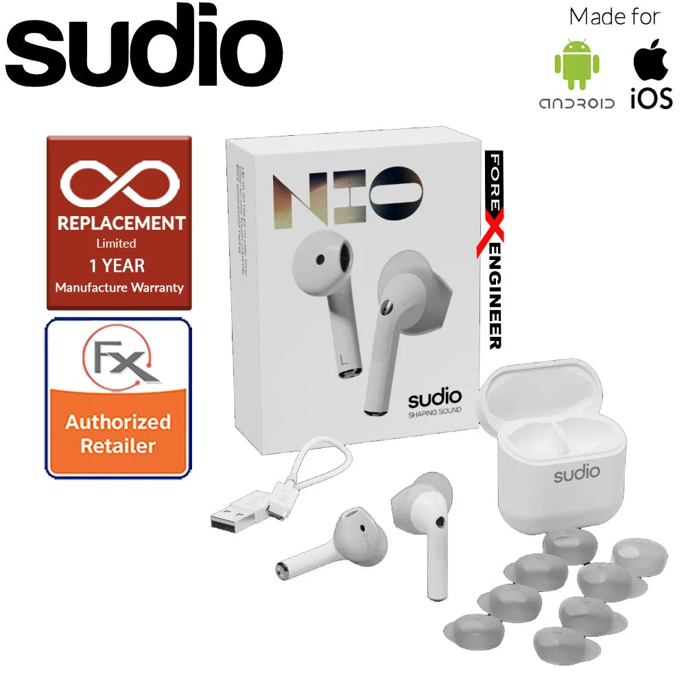 Sudio Nio Wireless Earbuds with  Environmental Noise-Canceling Microphones ( White ) ( Barcode : 7350071386354 )