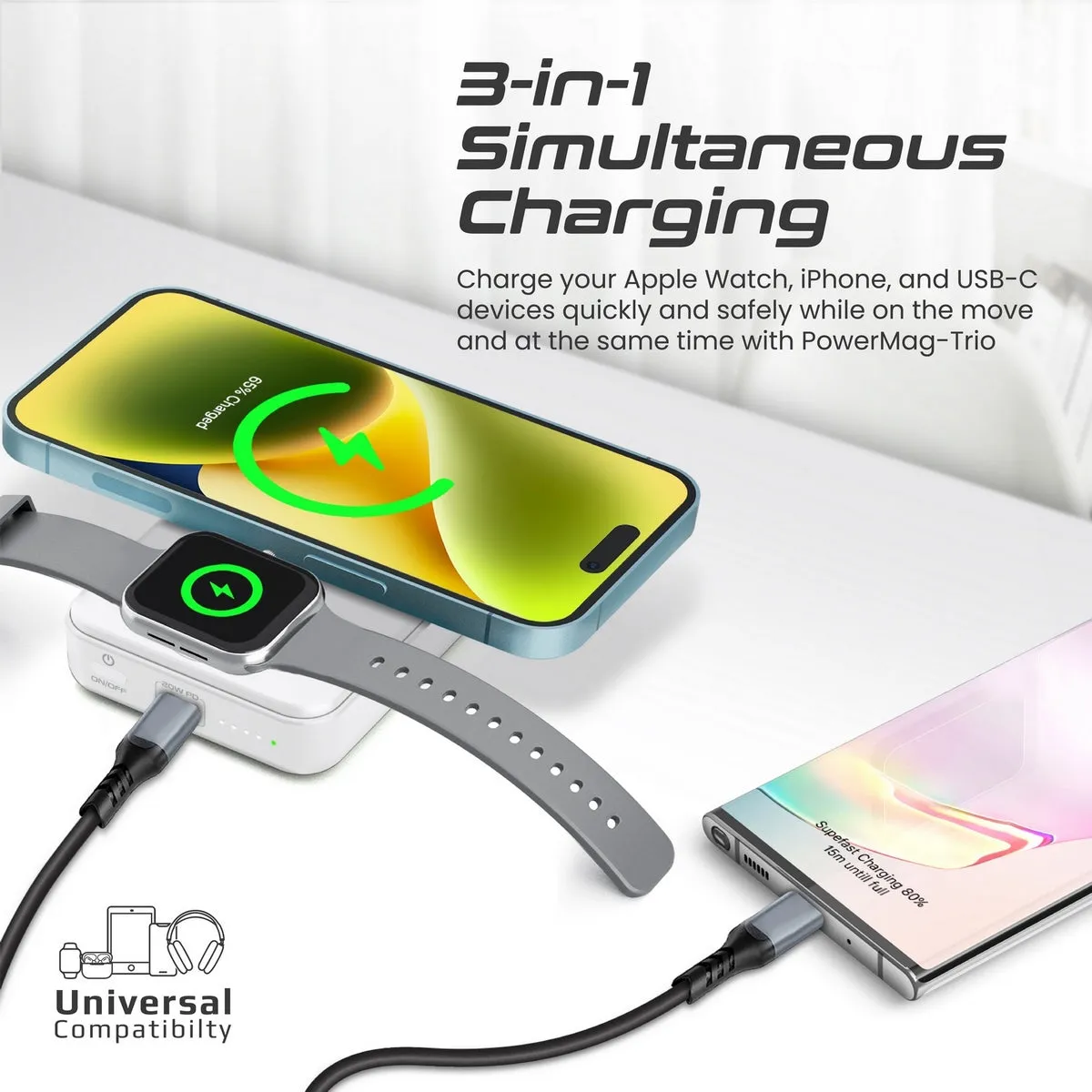 SuperCharge MagSafe Compatible & Apple Watch Wireless Charging Power Bank