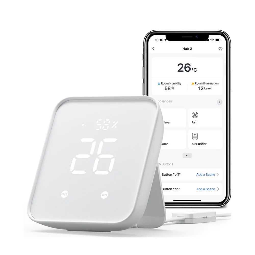 SwitchBot Hub 2 | Work as a WiFi Thermometer Hygrometer, IR Remote Control, Smart Remote and Light Sensor, Wi-Fi, Compatible with Alexa & Google Assistant