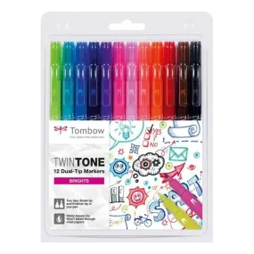 Tombow Twin Tone Dual Tip Marker Set of 12 - Bright