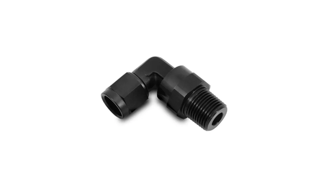 Vibrant -8AN Female to 1/2"NPT Male Swivel 90 Degree Adapter Fitting - 11388