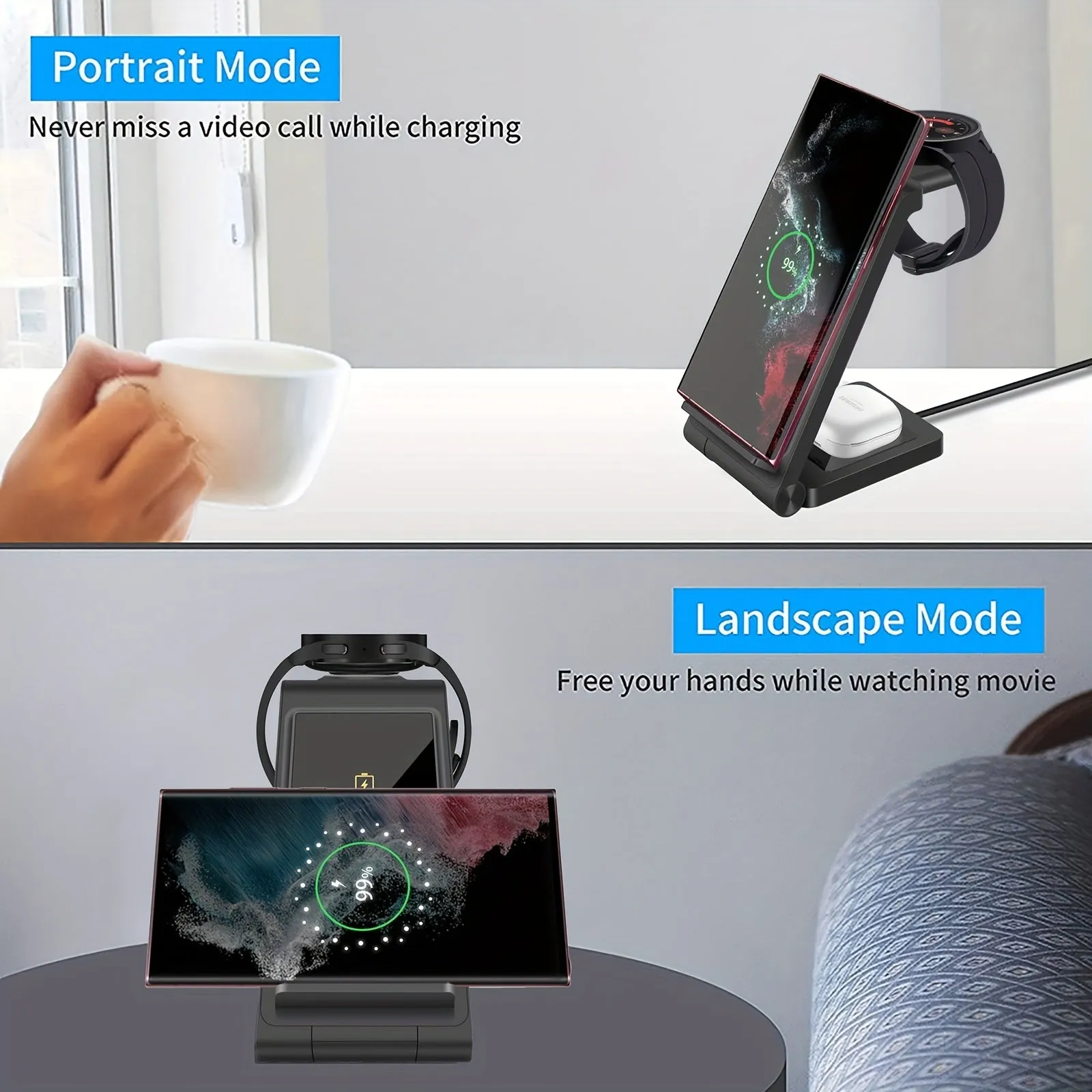 Wireless Charger For Samsung Devices 3 In 1 Fast Charging Station